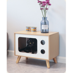 Wooden TV Shaped Cat Bed Bedside table with cat bed