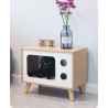 Wooden TV Shaped Cat Bed Bedside table with cat bed