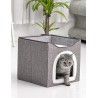 Cat Bed for Indoor Cats, Cat Condo with Reversible Cushions and Large Opening