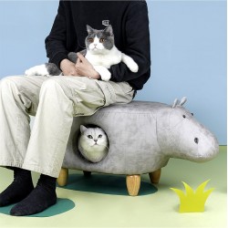 Tabouret éléphant et niche de Chat 2 en 1