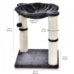 Arbre à Chat en forme de tour avec abri, lit hamac et griffoir Noir