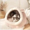 Sweet Cat Bed Warm Pet Basket Cozy Kitten Lounger Cushion Cat House Tent  Cave Cats Beds(Color: Pink Rabbit)