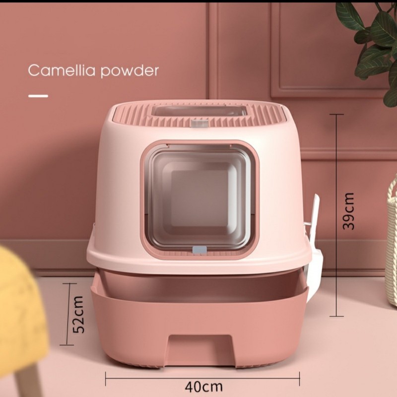 Bac à Litière, Maison de toilette pour Chat avec tiroir couleur Bleu Rose