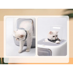 Bac à Litière, Maison de toilette pour Chat avec tiroir couleur Bleu Rose