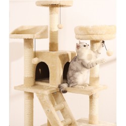 超大一体式猫树猫窝 米色