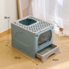 Bac à Litière, Maison de toilette pliable pour Chat avec tiroir porte transparente Gris et Bleu