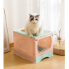 Cat Litter Box, Foldable Top Entry Covered Cat Litter Box with Lid , Easy Clean No Smell Pet Jumbo Litter Box Cat Litter Box