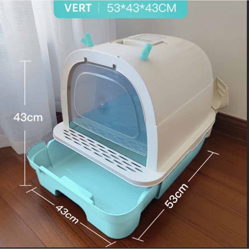 Bac à Litière, Maison de toilette pour Chat avec tiroir andouiller cerf 43*53*43cm Vert