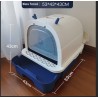 Rattan Enclosed Design Cat Litter Box with Scoop, Extra Large Space Cat Toilet, Easy Clean Prevent Sand Leakage,Blue