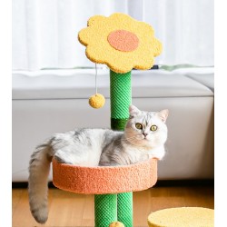 Cat Claw Scratcher with Platform, Natural Sisal Cat Tree with Perch Dangling Ball, Cat Tower, Cat Tower for Indoor Cats Kittens