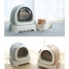 Cats Litter Box Large Cats Litter Box Hooded Litter Tray Kitten Toilet Well Designed Space Efficient (Color : black)
