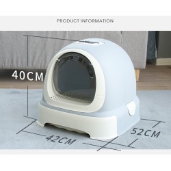 Cats Litter Box Large Cats Litter Box Hooded Litter Tray Kitten Toilet Well Designed Space Efficient (Color : Grey)