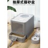 Bac à Litière, Maison de toilette pliable pour Chat avec tiroir porte transparente Gris