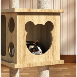 Grand Arbre à Chat plusieurs étages en Bois 50*50*138cm