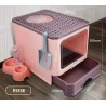Cat Litter Box, Foldable Top Entry Covered Cat Litter Box with Lid , Easy Clean No Smell Pet Jumbo Litter Box Cat Litter Box