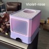 Bac à Litière, Maison de toilette pliable pour Chat avec tiroir porte transparente Violet et Rose