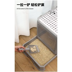 Cat Litter Box Foldable Top Entry Covered Cat Litter Box with Lid