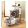 Small and Medium Cat Tree Activity Tower, Pet Theater Cat Apartment, with Soft Plush Bass and Pet Comfort Basket Gray and white