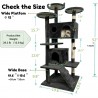 52-Inch Cat Tree Multi-Level Condo Tower Bed Furniture Kitten Play House with Scratching Posts, Dark Grey