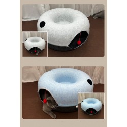 Niche de Chat tunnel rond 50*20cm Bleu et Noir