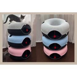 Niche de Chat tunnel rond 50*20cm Bleu et Noir