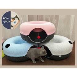 Niche de Chat tunnel rond 50*20cm Bleu et Noir