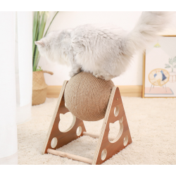 Cat Scratching Ball Exercise Wooden Sisal Rope Ball For Pet Supplies