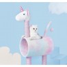 Cat Tree, Creative Unicorn Shaped cat Scratching Frame, Tunnel cat Playhouse, Kitty condo with Amusing Stick.