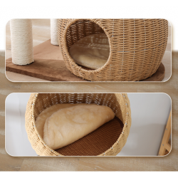 3 Cat Nests Manual Hand Woven Multilevel Huge Paws Pals Cat Tree H.130CM