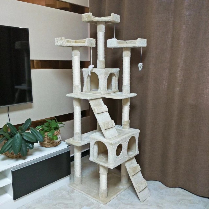 超大型多层猫窝猫爬架 米色 70cm*50cm*170cm