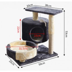 Small and Medium Cat Tree Activity Tower, Pet Theater Cat Apartment, with Soft Plush Bass and Pet Comfort Basket Gray