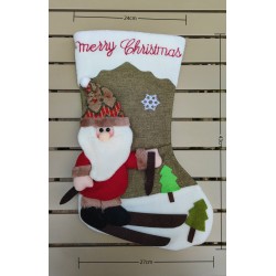 Chaussette de Noël style ski Père Noël
