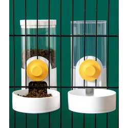 Cat Food and Water Feeder Dispenser Set, Hanging Automatic Gravity Feeder for Puppy, Dog, Cat and Most Small Animals (White)