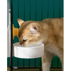 Cat Food and Water Feeder Dispenser Set, Hanging Automatic Gravity Feeder for Puppy, Dog, Cat and Most Small Animals (White)
