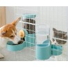 Cat Food and Water Feeder Dispenser Set, Hanging Automatic Gravity Feeder for Puppy, Dog, Cat and Most Small Animals (White)