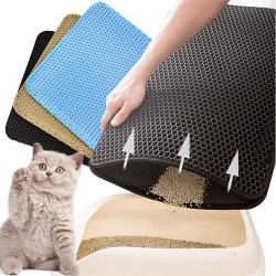Cat Litter Mat Kitty Litter Trapping Mat for Litter Box - Honeycomb Black Hole Design 75*55cm black