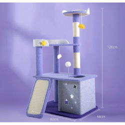City Of Stars Cat Condo with Scratching Posts, Scratching Board, Fluffy Balls Cat Activity Center