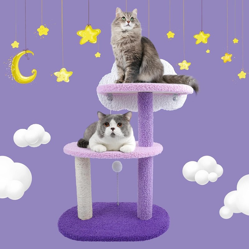 三层款紫色猫树猫窝 星点孤云