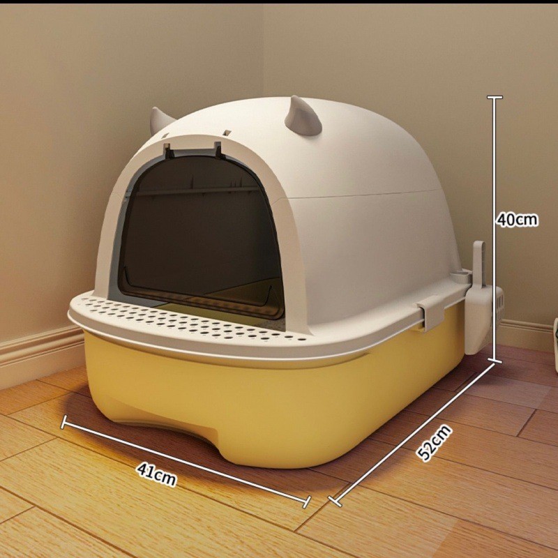Enclosed Design Cat Litter Box with Scoop, Extra Large Space Cat Toilet, Easy Clean Prevent Sand Leakage
